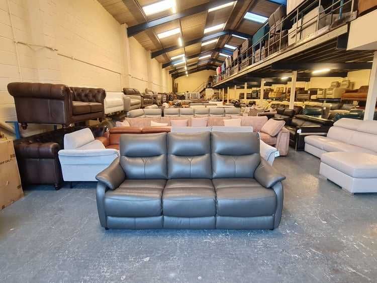 Сив кожен диван тройка "Albion"