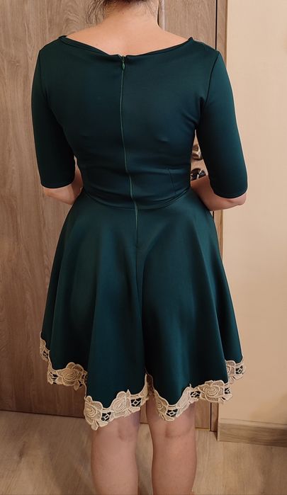 Rochita eleganta verde inchis, marimea M