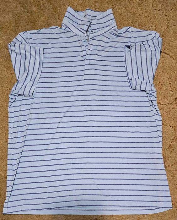 Member's Mark - Performance Polo - tricou polo barbat, alb cu dungi albastre, masura XL
