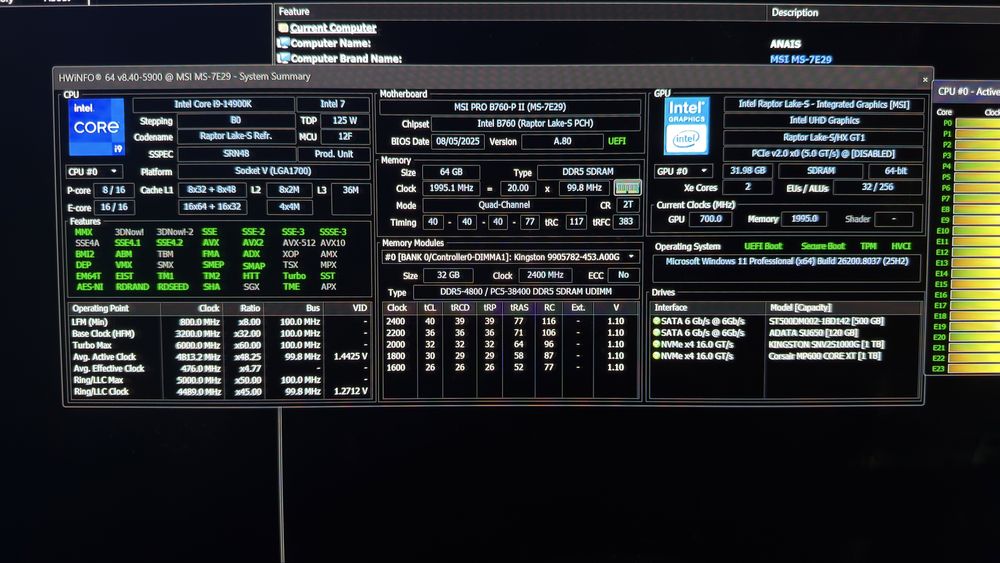 Unitate PC Gaming I9-14900K 3.20 GHZ