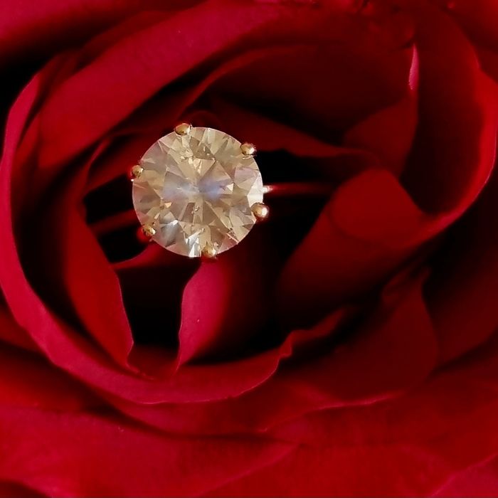 Inel cu diamant NATURAL stralucire pura, 1,72C,aur 18K,Round Brilliant