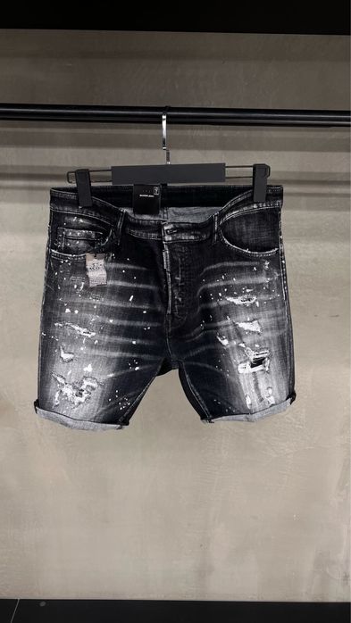 Blugi scurti dsquared2 negrii pictati premium