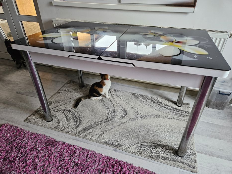 Masa extensibila de bucătărie blat sticla pret fix