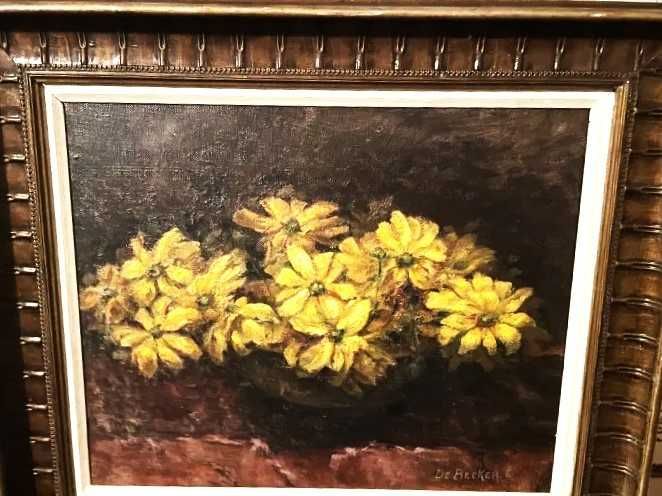 Deosebita pictura in ulei pe panza-semnata-buchet floral-Margarete-Franta