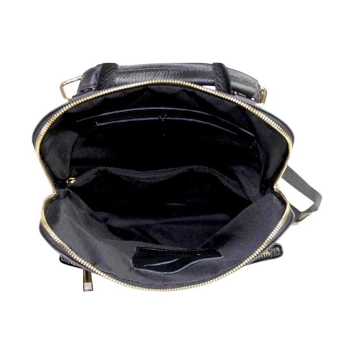 Стилна дамска раница от естествена кожа – черна, многофункционална