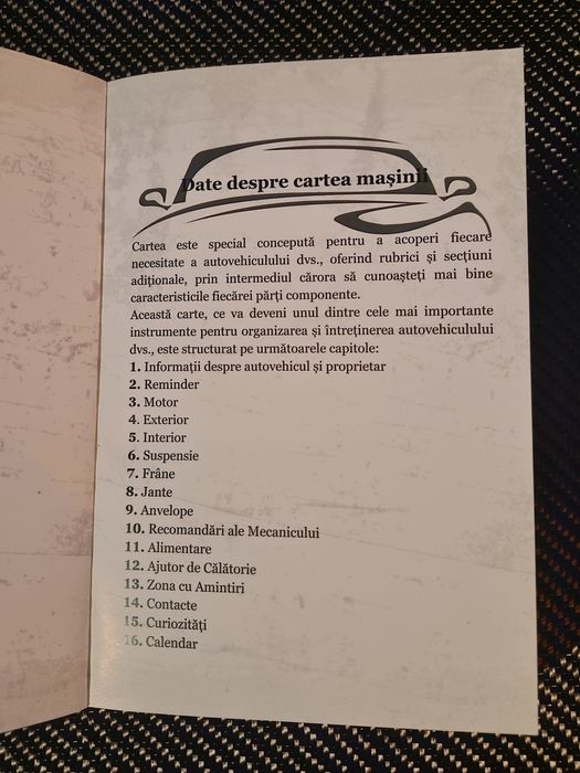 Agenda auto, cartea masini Car Planner carte service