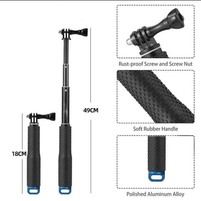 Selfie stick monopied telescopic camera GoPro Hero DJI Osmo Xiaomi