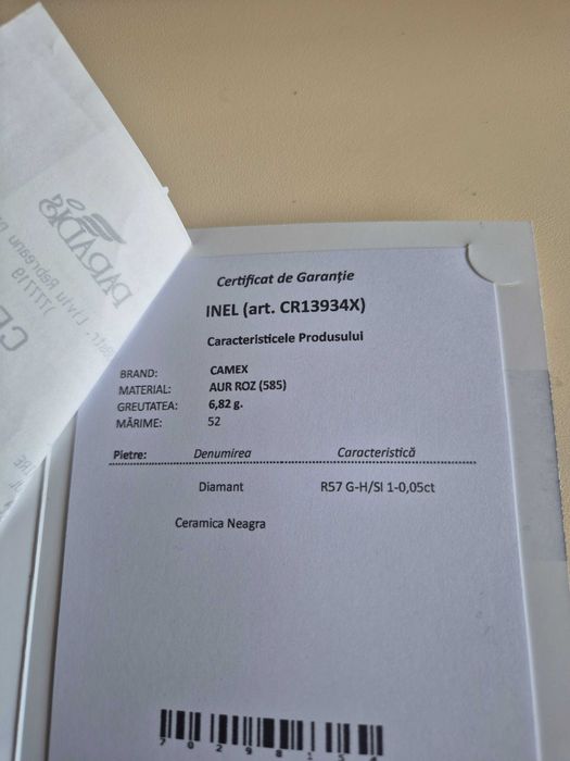 Inel Ceramica Neagra Aur Roz si Diamant marimea 52, 6.82g