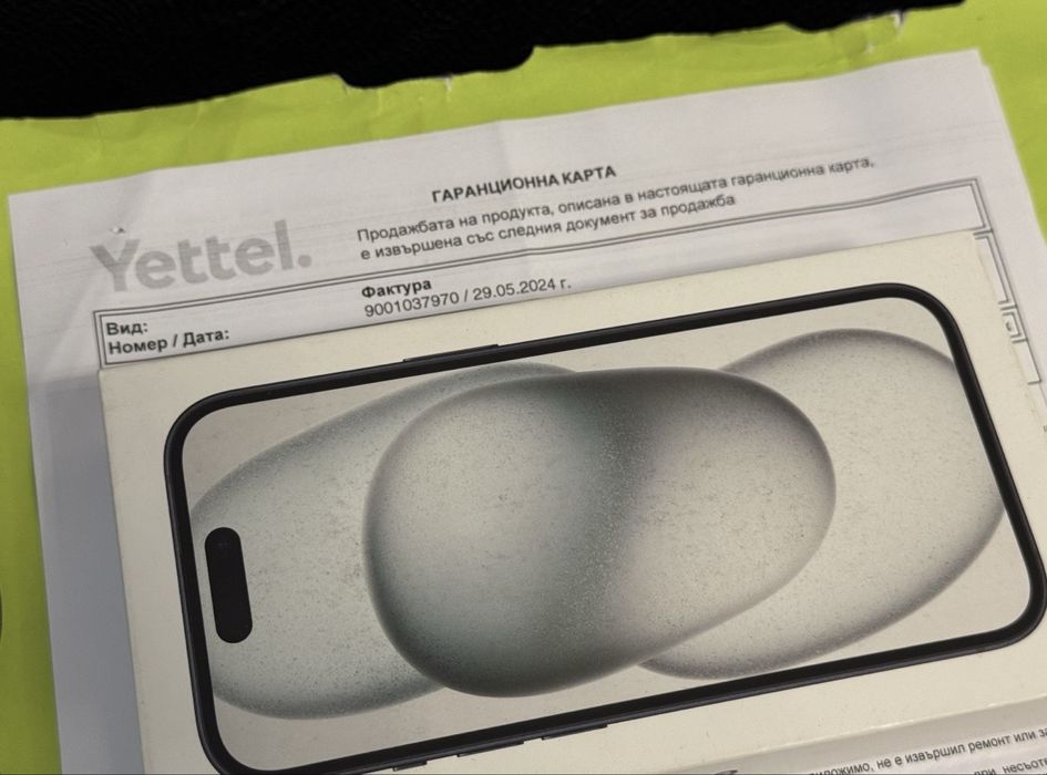 ***КАТО НОВ 256GB iPhone 15 Yettel Гаранция 2025 Black