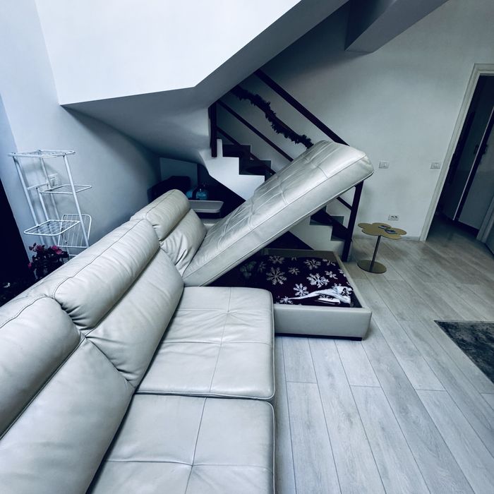 Vand canapea piele naturala, coltar in forma de L, extensibila