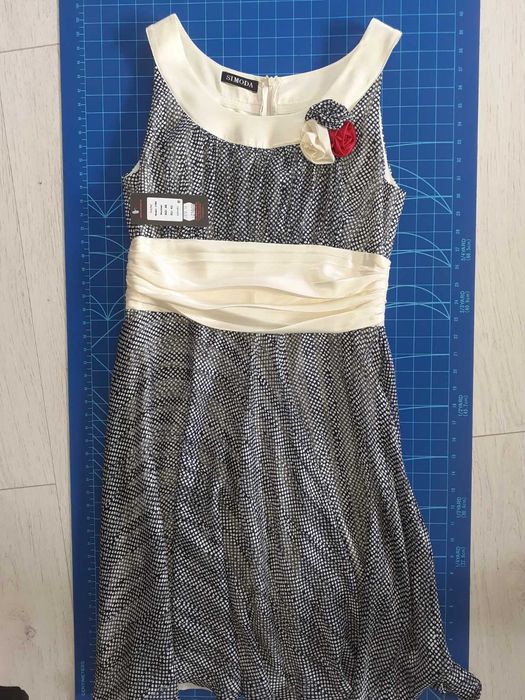 Rochie vara, bleumarin/crem