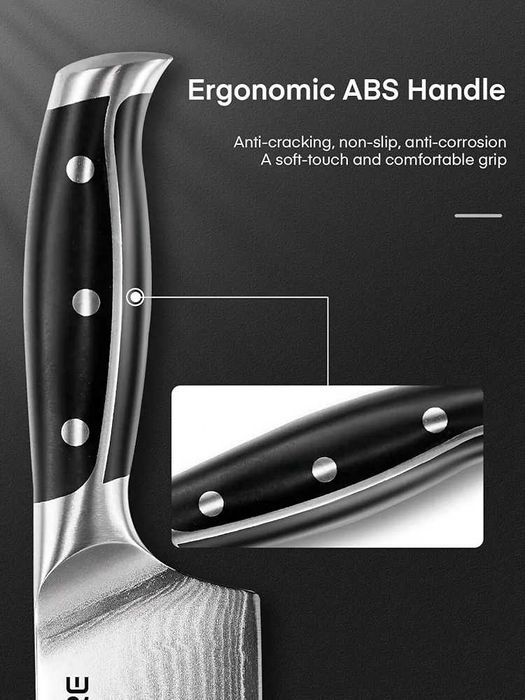 Set 7 cutite profesionale din otel de Damasc VG10 + suport