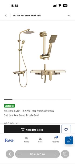 Set dus Rea Bravo Brush Gold nou sigilat la cutie - premium Grohe
