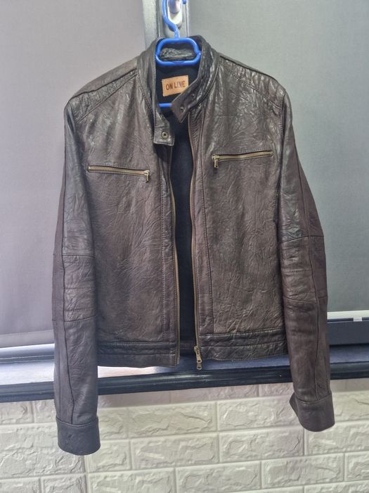 Noua ! Geacă Biker din Piele Naturală Premium - Vera Pelle Italia (Măr