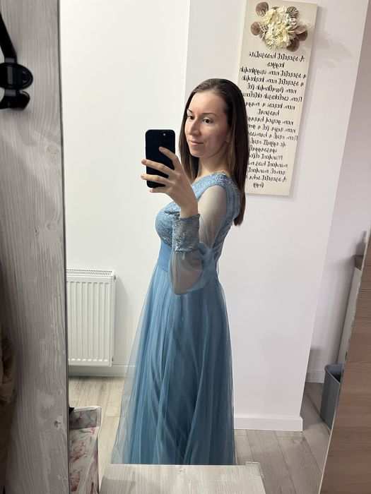 Rochie de nuntă / de nașă cu mânecă lungă