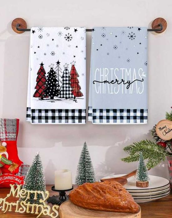 2buc Prosoape de bucatarie cu tematica de Craciun 48x40cm