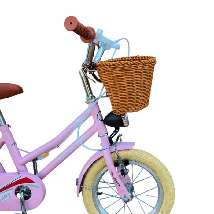 Bicicleta copii 5-8 ani, roz, 16 inch – cu roti ajutatoare, cosulet