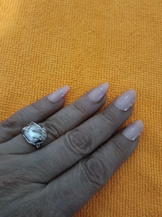 Inel perla baroca reglabil argint marcat