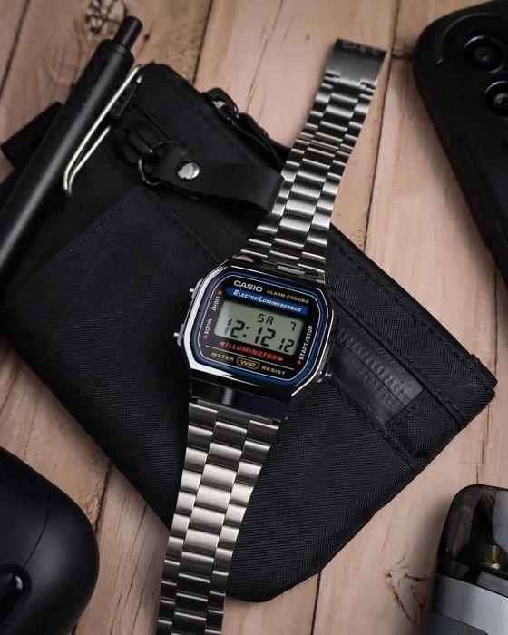 Casio A168WA-1 — Retro uslub, eng yaxshi narxda, Original