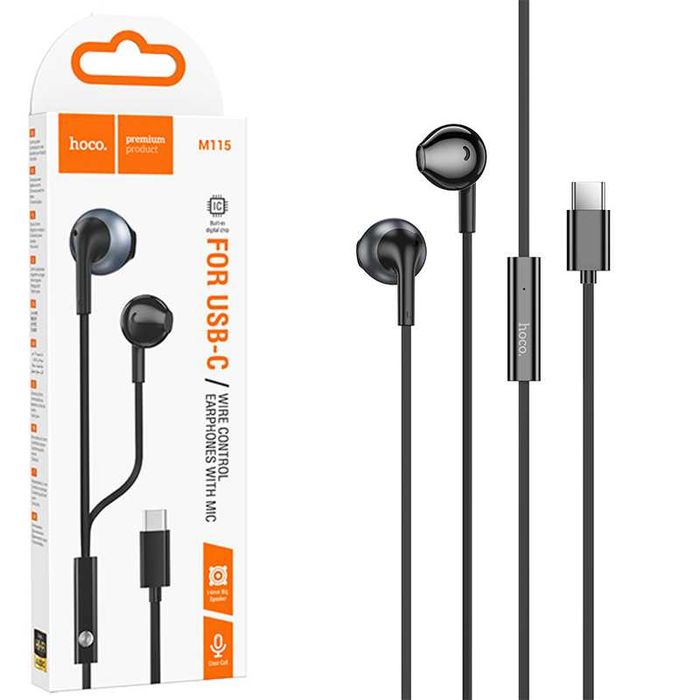Casti cu Fir Hoco M115 USB-C, 1.2m Cablu