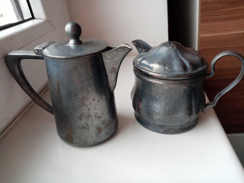 Letiera și zaharnita din alpaca argintata, vechi, perfecte functional