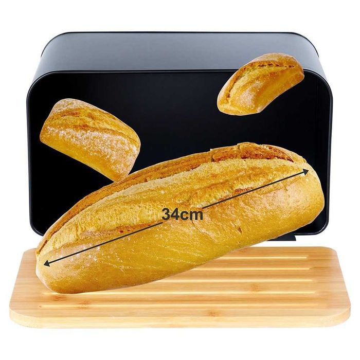 Кутия за хляб, изработена от метал, бамбукова дъска, модерен дизайн
