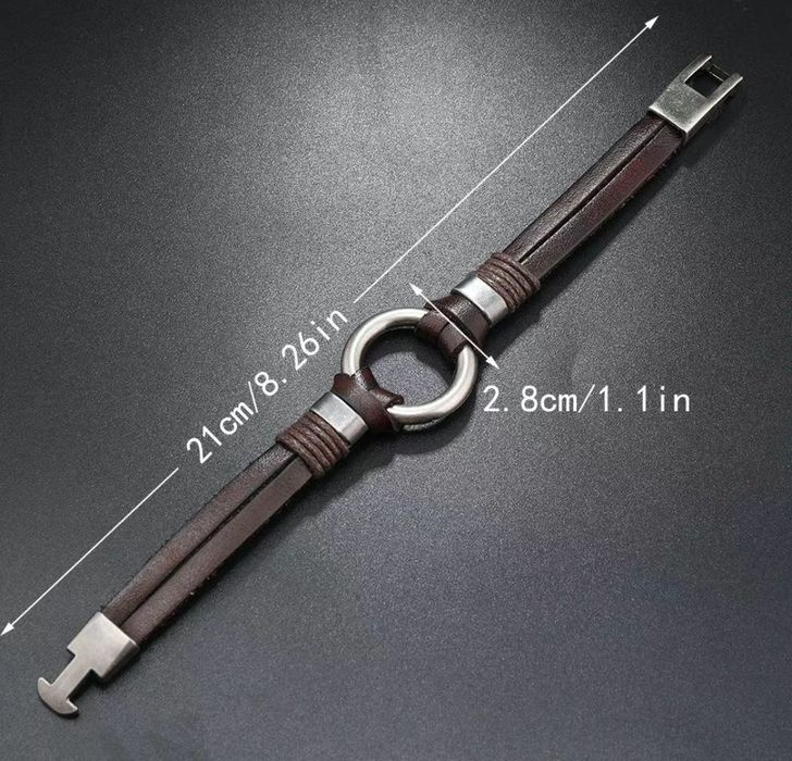 Браслет кожанный и металлический