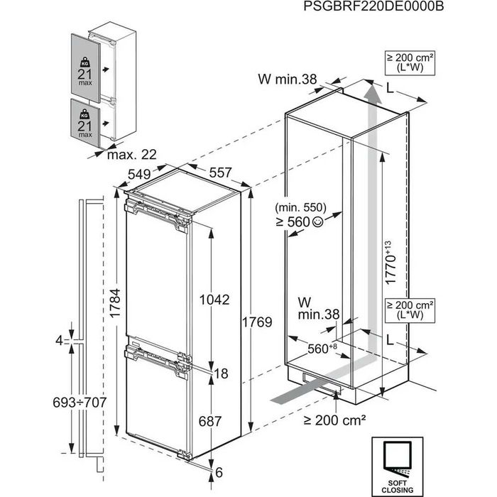Хладилник с фризер за вграждане ELECTROLUX IK2620BR