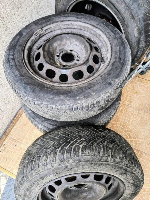 Set 4 roți cu jante tablă/oțel 4x108 + anvelope iarnă 195/65 R15