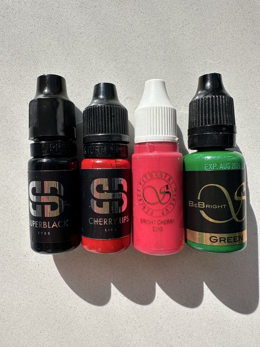 4 пигмента за перманентен грим + поставки,линия, чашки и конци