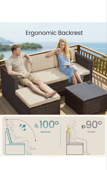 Set de mobilier de grădină SONGMICS, canapea de colț din rattan, noua