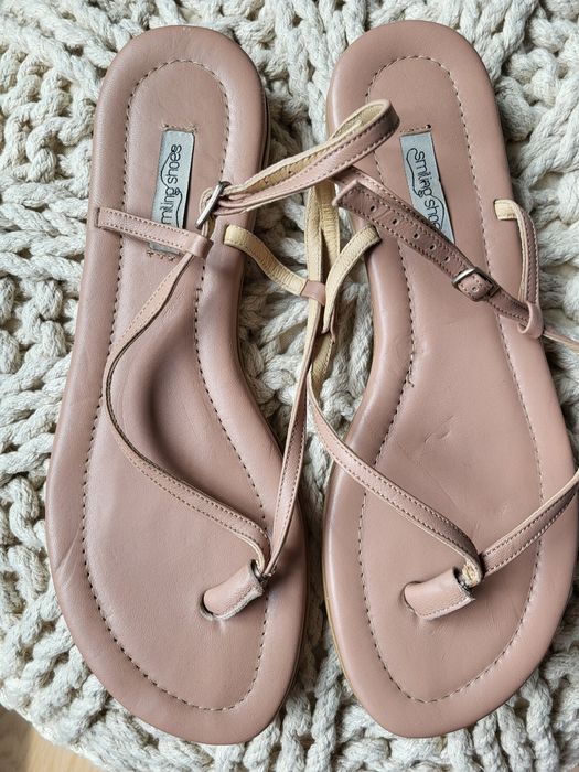 Smiling Shoes sandale piele beige rose marimea 40