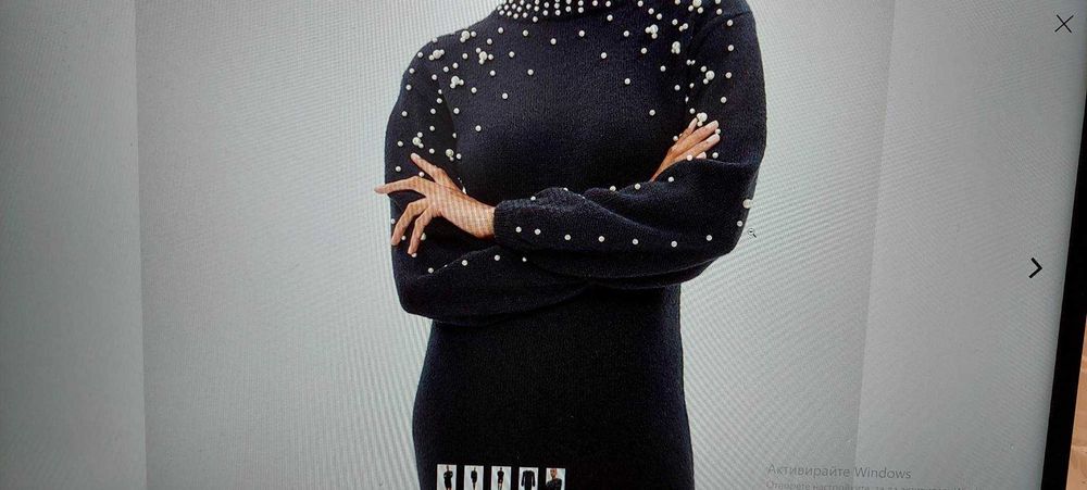 Дамски рокля р-р L-XL (UК 16), черен с бели перли