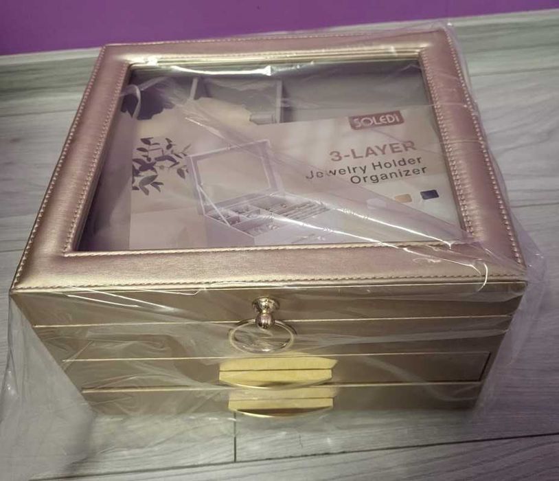 Cutie bijuterii femei/Cutie ceasuri barbati, capac de sticla