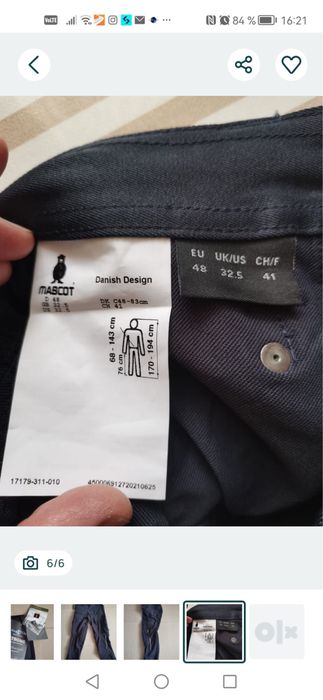 Vand pantaloni munca MASCOT noi cu eticheta marimea 46