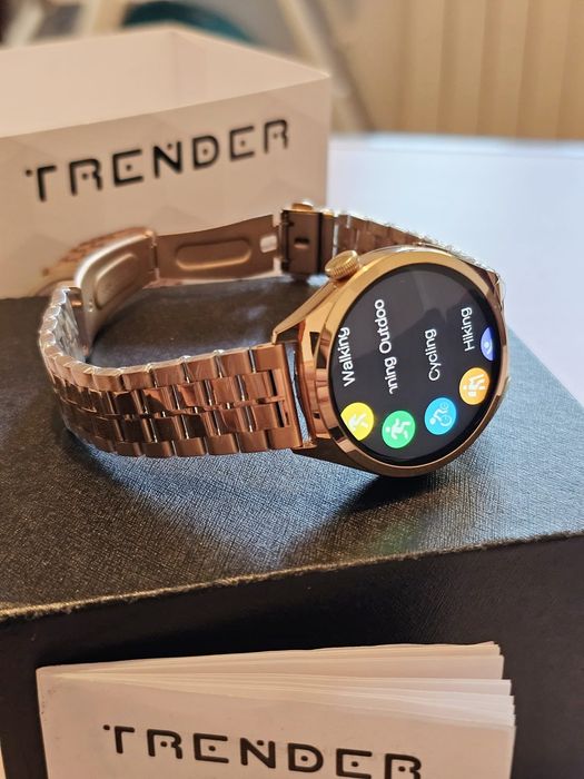 НОВ ! Луксозен Смарт Часовник - TRENDER POCH - Rose Gold  - AMOLED -  Bluetooth Разговори !