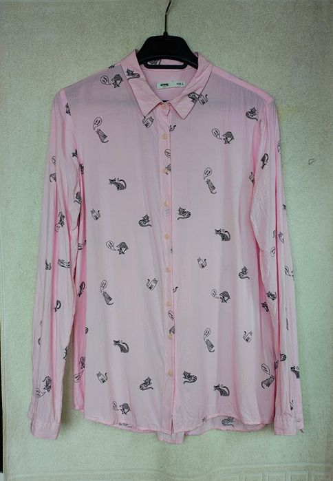 Cămașă roz pal cu pisicuțe - Sinsay