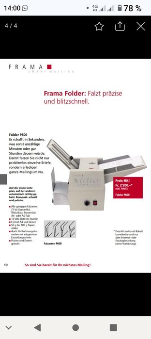 Vând mașină de pliat