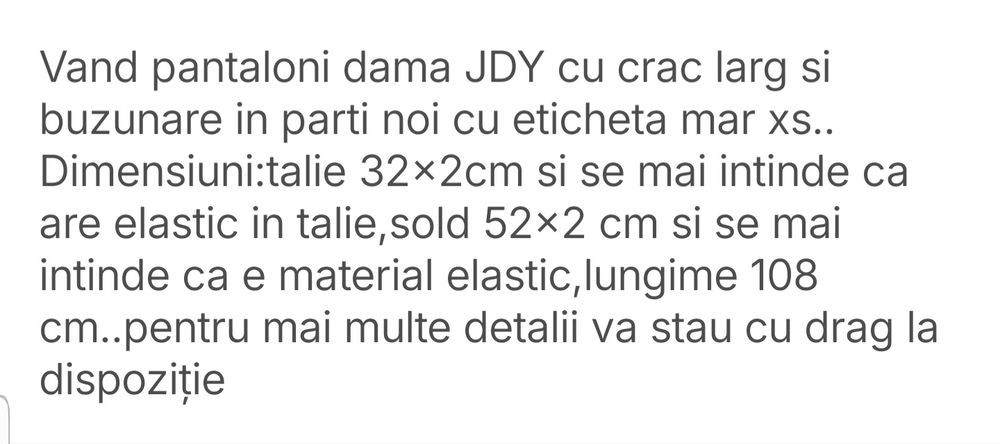 Pantaloni dama cu crac larg JDY mar xs