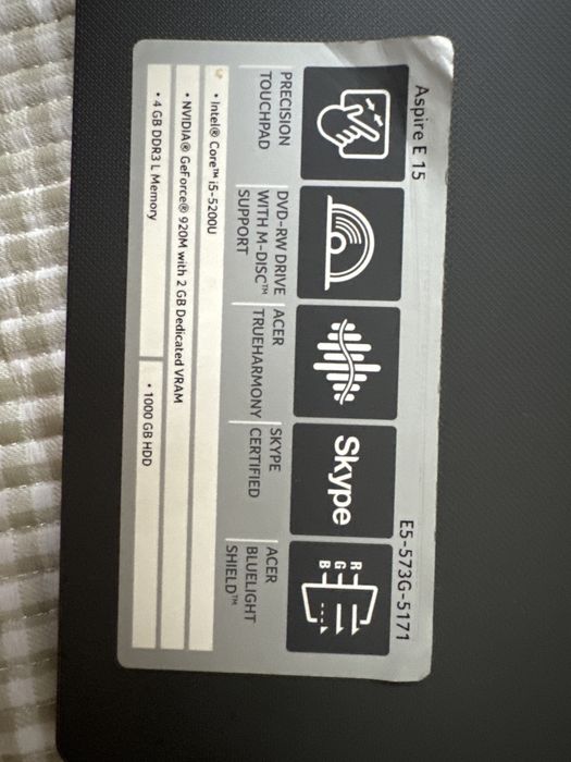 Ноутбук acer aspire E 15 intel core i5-5200u