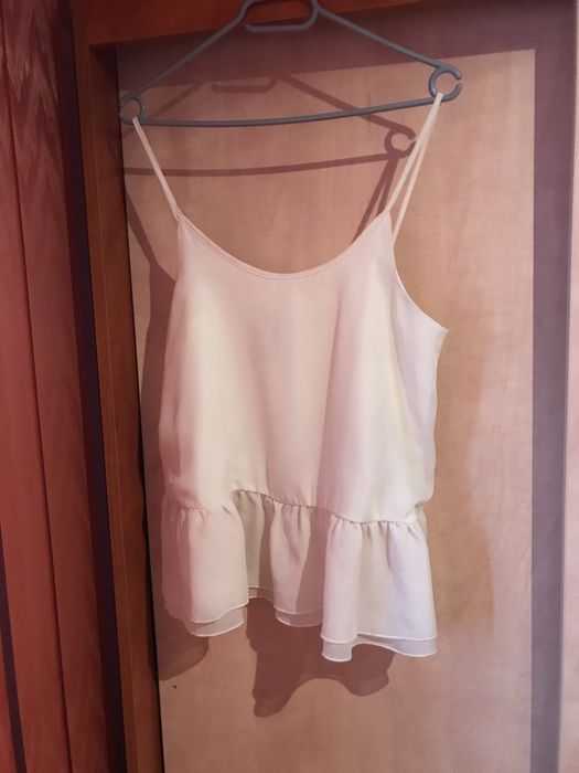 Bluza maieu tricou top volane alb