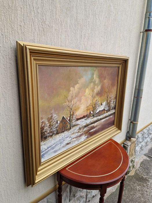 Уникална антикварна белгийска картина масло върху платно