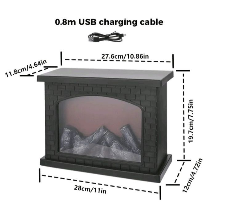 Semineu cu efect de flacara, 3 LED-uri, decoratiune, nou