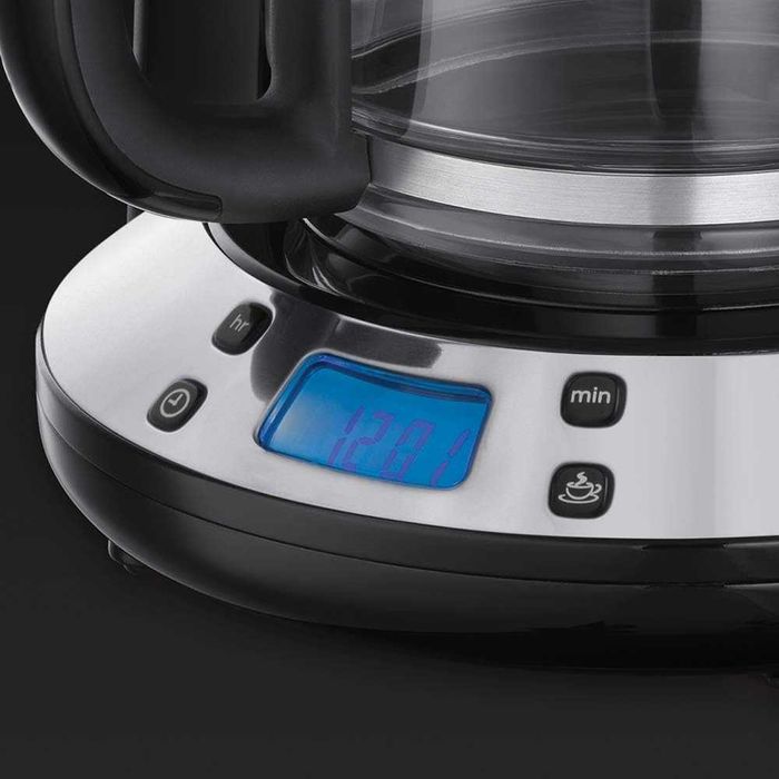 Кафемашина Russell Hobbs Digital Glass Victoria 1.25 L, технология за приготвяне на кафе WhirlTech, цифрово управление с програмируем таймер, 1100W