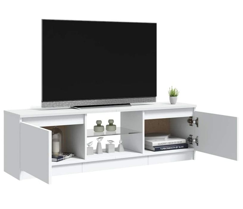 Comoda TV cu lumini LED vidaXL, alb, 120x30x36