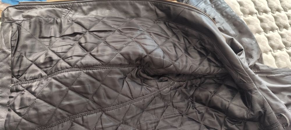 Мъжко черно кожено яке – естествена кожа, размер L, цип YKK