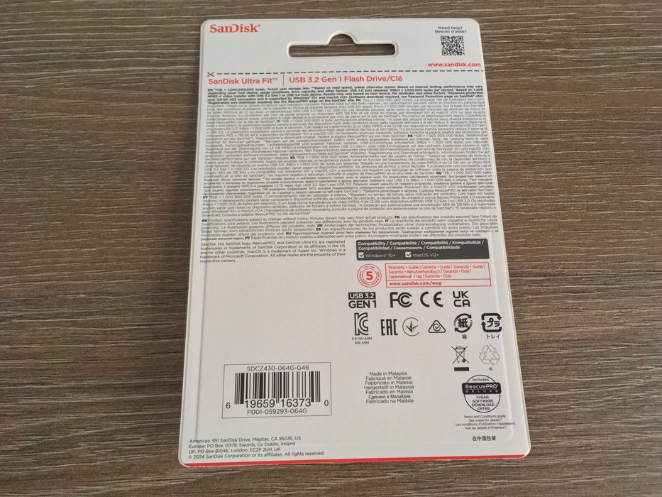 stick 64 gb memorie usb 3 Sandisk Ultra Fit, nou, garantie 5 ani