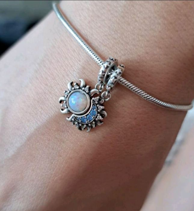 Set de 2 charmuri Soare și Semilună argint