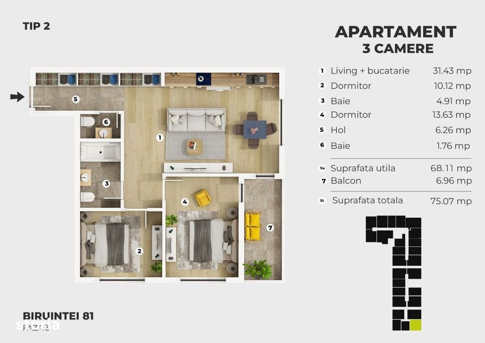 Apartament 3 camere I Metrou Berceni I 81 Residence
