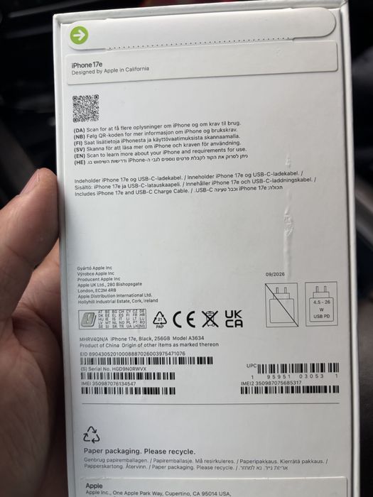 Iphone 17E Black 256GB